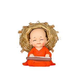 Cute Monk Figurine Resin 4Pcs Desk <b>Decor</b> Gift Feng Shui Style Light Weight Office Decoration - Product Image 5