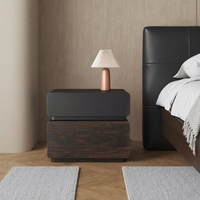 Table de chevet minimaliste nordique bicolore en bois avec tiroirs, meuble d'appoint pour salon et maison