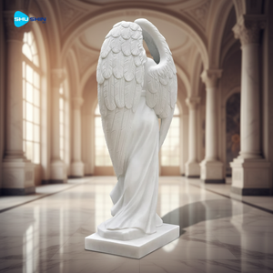 Statua di Angelo in Marmo Bianco per Preghiera, Decorazione per Chiesa, Villa e Giardino, Scultura di Angelo in Marmo in Stile Classico Europeo - Product Image 3