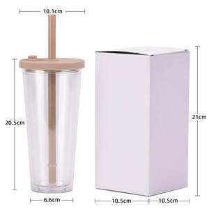 뜨거운 크리스마스 선물 사용자 정의 텀블러 컵 로고 텀블러 투명 블랙 매트 보바 컵 재사용 24 온스 뚜껑과 빨대가있는 플라스틱 콜드 컵 - Product Image 4