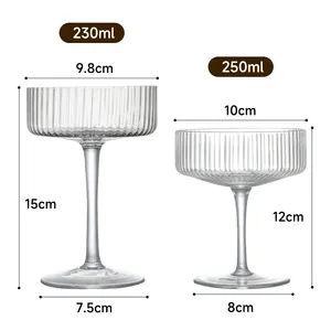 Thời trang cổ điển gân pha lê Cocktail Coupe kính độc đáo bắt nguồn Margarita Martini Glass Set cho bar và Rượu nghệ thuật uống