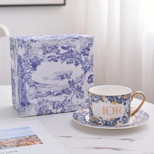 Set di Tazze da Tè in Porcellana Ecologica con Piattini e Piatti Decorati con Motivi Floreali e Oro per Caffè Arabo - Product Image 1