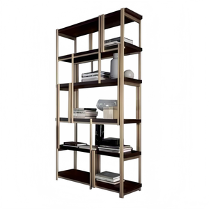 Estantería Moderna de Acero Inoxidable y Madera Sólida de Varios Niveles para Sala de Estar, Muebles de <span class=keywords><strong>Hotel</strong></span>, Estudio, Estante Abierto con Marco Metálico - Product Image 1