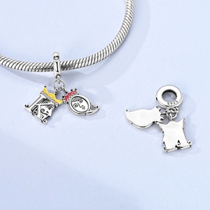 MULA Originale Ciondolo <span class=keywords><strong>Charm</strong></span> in Argento Sterling 925 con Zirconi a Forma di Re e Regina per Bracciale/Collana, Accessori Fai-da-Te, Regalo - Product Image 2