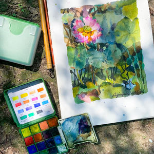 SINOART Juego de Pinturas de Acuarela de Bolsillo para Artistas de Viaje, 9/16 Colores, con 2 Paletas Plegables - Product Image 6