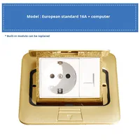 Prise de courant escamotable Fupai 16A norme britannique pour ordinateur, panneau en laiton, connectivité NFC, IP20 européen, 110-250V