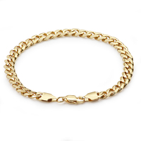 Venta caliente de la joyería de oro plana de acero inoxidable 18k de oro llena de Cuba frenar cadena cadenas de oro