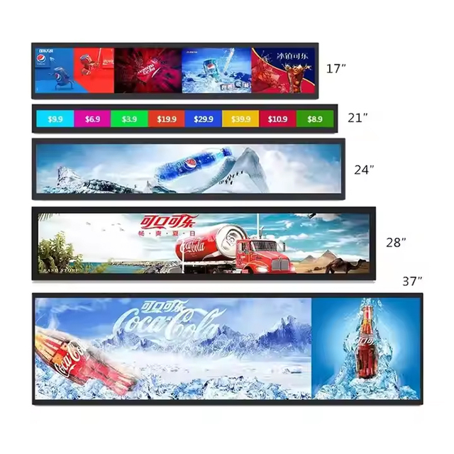 Hot Sale ultra Wide Commercial Digital Signage Shelf Edge Screen Monitor Lcd Stretched bar Display bar Lcd Screen