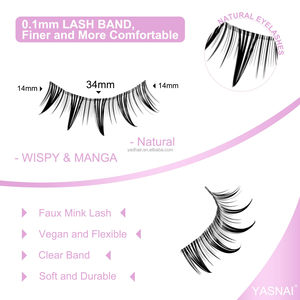En gros, Cils en bande réutilisables en fibres végétales faits main, effet mouillé <span class=keywords><strong>Manga</strong></span> Clear Band, aspect naturel effilé, style anime, effet lumineux dans le noir - Product Image 2
