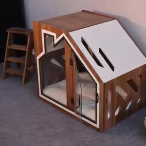 Modernes und modisches hölzernes Haustier haus für Hunde und Katzen mit einem stilvollen Familienhundezwinger-Design. - Product Image 3