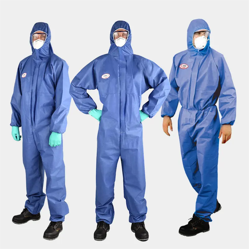 Free sample CE approved bule K1500 smms nuclear protection disposable safety clothing coverall suits