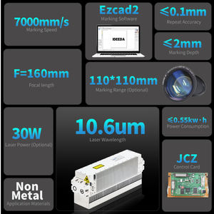 Ligne de production de 10.64 microns Machine de marquage Co2 laser volant Gravure laser Sacs en plastique Bouteilles Câble Fil PET Bouteille <span class=keywords><strong>Code</strong></span> à barres - Product Image 2