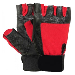 Gants de fitness demi-doigt personnalisés OEM pour l'haltérophilie cuir noir uni avec maille noire sur le devant Gym Cycling Home Exercise - Product Image 6
