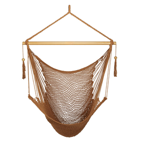 Indoor/Outdoor Caribbean Hanging <b>Hammock</b> Chair Swing Soft-Spun Polyester Rope 300 Pound Capacity Swing Large Macrame Chair - Product Image 4