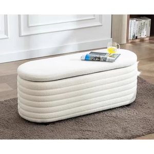 ขายส่งห้องนอน lambswool ที่ทันสมัยหุ้มพักเท้าออตโตมันพร้อมม้านั่งขาไม้ - Product Image 6