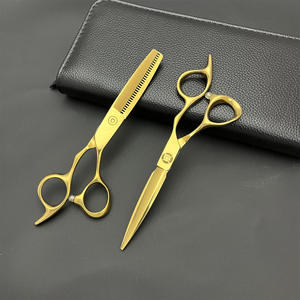 Ciseaux à cheveux professionnels dorés 6.0 pouces, ciseaux à effiler en acier inoxydable pour droitiers, usage esthétique, personnalisation de marque possible - Product Image 2
