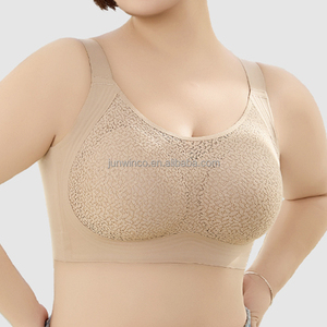 Sujetador sin aros de cobertura total con bordado floral, sujetador de encaje de triple elevación con soporte de 3 capas, sujetadores de talla grande para mujer - Product Image 2