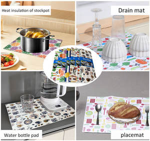 Tapete de drenaje para encimera de cocina, posavasos, esponja de microfibra, aislamiento térmico, tapete absorbente, tapete seco, tapete antideslizante, venta al por mayor - Product Image 6