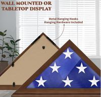 Boîte de présentation de drapeau pour drapeau américain fin plié de 3 x 5 pouces, boîte à drapeau murale pour vétéran, non destiné à l'enterrement