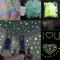 Autocollants lumineux colorés très demandés, 100 pièces, pour la décoration artistique de la maison, décoration murale et de plafond, décoration de chambre d'enfants et de bébés