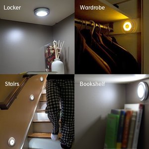 6 Đèn Led Ban Đêm Tự Động Bật/Tắt Stick-On Bất Cứ Nơi Nào Pin Hoạt Động Không Dây LED Cảm Biến Chuyển Động Ánh Sáng Đèn Tủ - Product Image 6