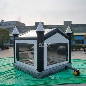 Château gonflable noir et blanc pour mariage, maison de rebond moderne pour enfants, idéal pour photomaton et décoration d'événements - Product Image 2