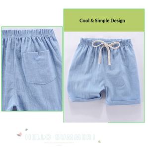 Shorts pour enfants en coton et <span class=keywords><strong>lin</strong></span> fins, taille mi-haute élastique, pour bébés garçons et filles, couleur unie, tendance - Product Image 4