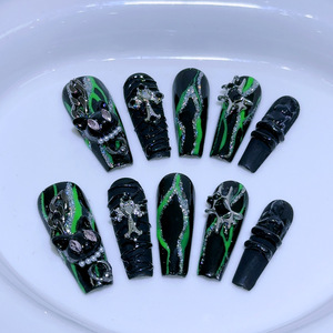 Para <span class=keywords><strong>Harry</strong></span> <span class=keywords><strong>Potter</strong></span> Slytherin Nail Art en Mysterious Green French Style Aplicación <span class=keywords><strong>m</strong></span>ágica extraíble para dedos Artificial Fingerna - Product Image 6