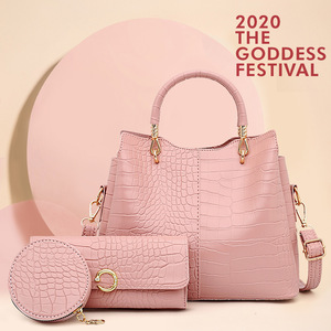 Borsa Donna 2026 Nuova Collezione Europea Vintage Moda <span class=keywords><strong>Coccodrillo</strong></span> 3 Pezzi con Sottoborsa Grande a Spalla e Tracolla - Product Image 2