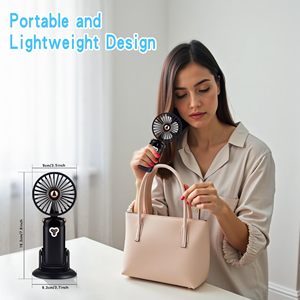 Ventilateur portable pliable 5-en-1 avec affichage numérique, rechargeable par USB, mural et de bureau, mini ventilateur électrique rafraîchissant - Product Image 5