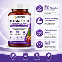 Gummies de Magnésium Glycinate et Ashwagandha Personnalisées (OEM/ODM) à Marque Privée – 60 Unités avec Documentation de Qualité et Support Contractuel