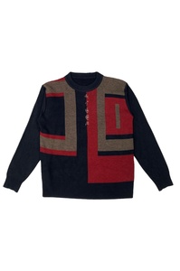 Pull personnalisé chaud tricoté et crocheté avec des lignes tendance rétro pour les saisons printemps et hiver 100% polyester - Product Image 2