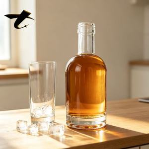Botella de Licor Vacía Elegante de 750 ml, Diseño Moderno y Minimalista para Whisky y Licores Finos, <span class=keywords><strong>Precio</strong></span> de Fábrica, Artículo Popular - Product Image 1