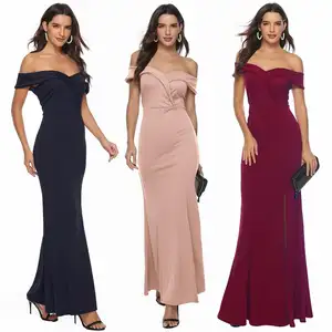 Pretty Steps 2024 Evening Bridesmaid Prom Bodycon Long Maxi Party Off-shoulder V-neck Split Dresses