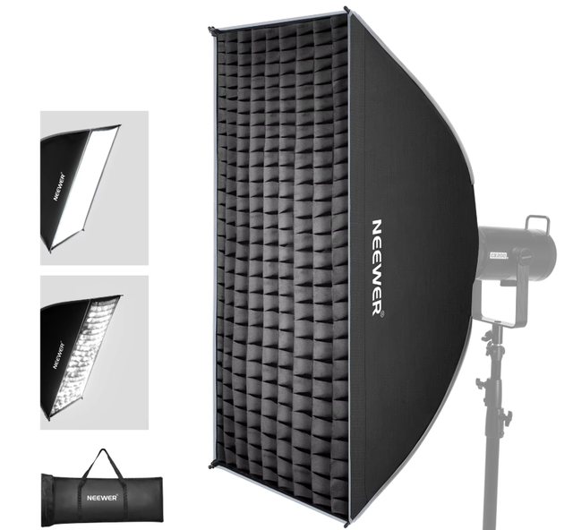 60 X 90cm Rectangular Softbox Bowens Mount Quick Fold With Diffuser Honeycomb Grid Bag for Indoor Studio Shooting Work