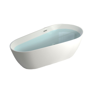 Moderne Vrijstaande Ovale Milieuvriendelijke Spa-Badkuip Glanzend Wit Puur Acryl Luchtmassage 60gal + Drainer Inbegrepen 3 Jaar - Product Image 2