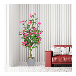 Árbol de flores de boj, bonsái, plantas artificiales, flor de melocotón, rosa, hojas verdes, personalizables, en <span class=keywords><strong>maceta</strong></span> - Product Image 1