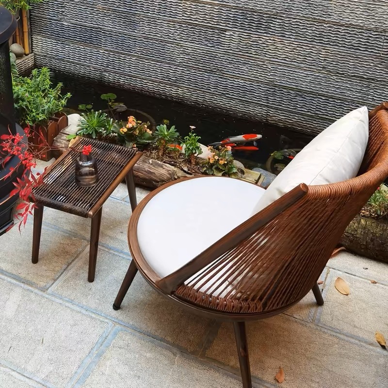 1[Canapé Fauteuil]+1[Repose-pieds]Couleur noyer