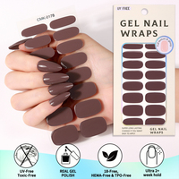 Vente en gros de bandes de vernis à ongles classiques rouges brillantes non toxiques, 16 bandes, sans HEMA, pour salon de manucure, autocollants pour ongles en gel sans UV