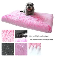 Cama para Perros y Gatos de Felpa Larga, Cuadrada, Rellena de Poliéster y Algodón, con Diseño de Dibujos Animados, para Sueño Profundo, Tipo Sofá, Nido para Mascotas 2002