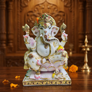 Nirmala Handicrafts - Estatua de Ganesha de Resina de Lujo, Hecha a Mano, Decoración Religiosa Tradicional para el Hogar |   Regalo Decorativo para Diwali y Bodas - Product Image 2