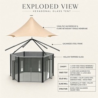 Tente hexagonale de luxe BOTEEN, simple couche, quatre saisons, écologique, structure en alliage d'aluminium, tente de glamping extérieure avec grand espace