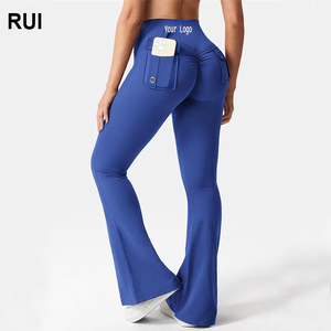 RUIQUWIN Custom Cargo Pocket <b>Trousers</b> Elastic <b>Running</b> Dance Exercise Yoga Scrunch Butt Lift Sportswear Leggings - Product Image 1