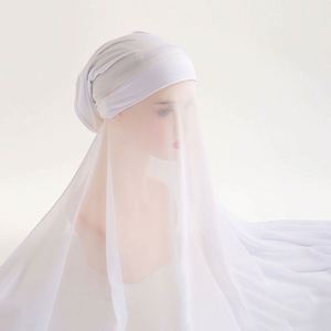 Voile instantané en mousseline pour femme, prêt-à-porter, avec sous-bonnet intégré, idéal pour la vente en gros et la personnalisation - Product Image 4