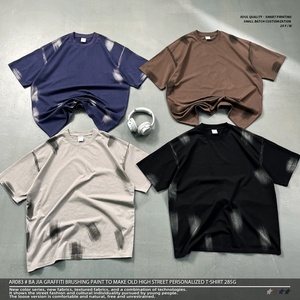 เสื้อยืดผู้ชายทรงหลวมสไตล์วินเทจ ผ้าฝ้าย 100% น้ำหนักมาก ซักแบบ High Street สำหรับฤดูร้อน สตรีทแวร์ - Product Image 3