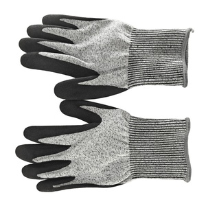 Corte Seguridad Construcción CE Industrial HPPE EN 388 Nivel 5 Guantes de trabajo de nitrilo de seguridad resistentes a cortes recubiertos de nitrilo negro - Product Image 1