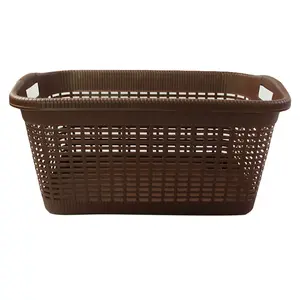 Customized Wicker Rattan Woven Large Plastic Storage Basket With Handles