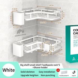 Estante Triangular Metálico <span class=keywords><strong>para</strong></span> Baño, de Pared, Sin Necesidad de Taladrar, de Doble Capa, <span class=keywords><strong>para</strong></span> <span class=keywords><strong>Lavabo</strong></span> y Inodoro - Product Image 6