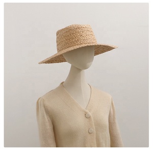 夏の高級ラフィアストローつばフラットトップ女性工場直販<span class=keywords><strong>OEM</strong></span>ソンブレロストローボーターサンハット