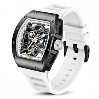 Reloj Mecánico Automático de Moda para Hombre con Logotipo Personalizado, Esfera Transparente, Caja de Acero Inoxidable, Correa de Silicona, Resistente al Agua 30M, OEM